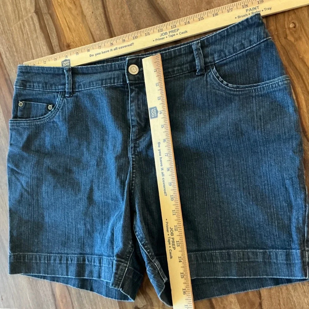Mossimo‎ Womens 16W Stretch Denim Shorts Blue Dark Wash Cuffed Mid Rise 5-Pocket